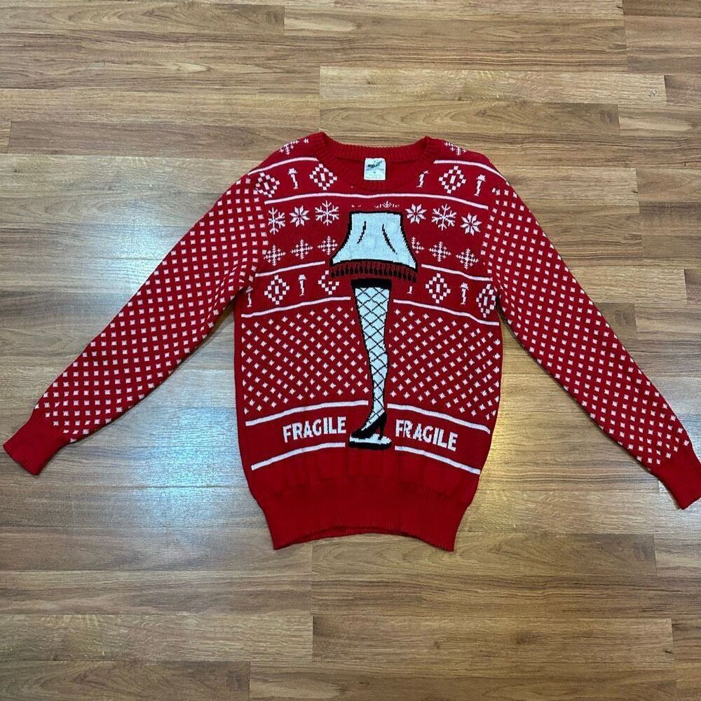 A Christmas Story Ugly Christmas Sweater Fragile Leg Red | Adult Size M